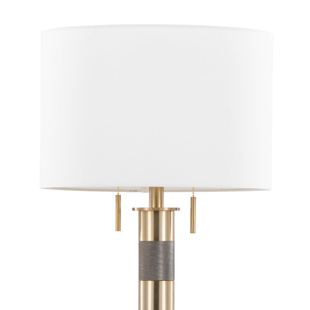 Trophy 27" Table Lamp - Gold Metal, White Linen