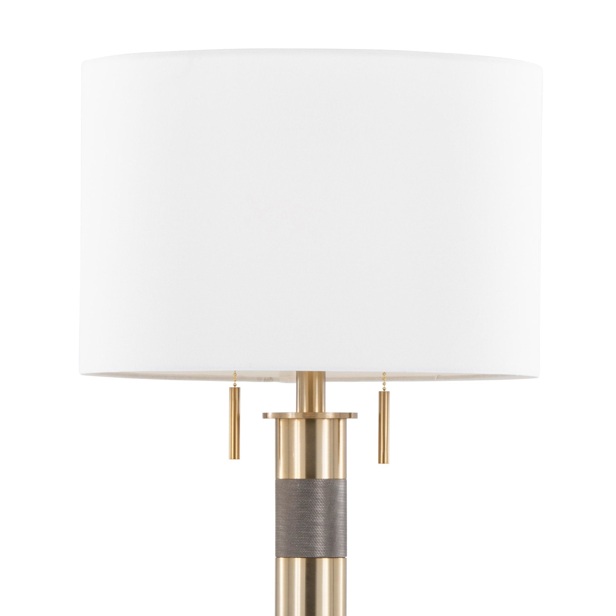 Trophy 27" Table Lamp - Gold Metal, White Linen