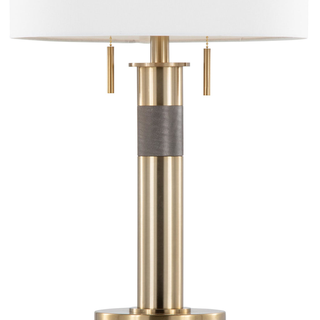 Trophy 27" Table Lamp - Gold Metal, White Linen