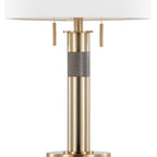 Trophy 27" Table Lamp - Gold Metal, White Linen