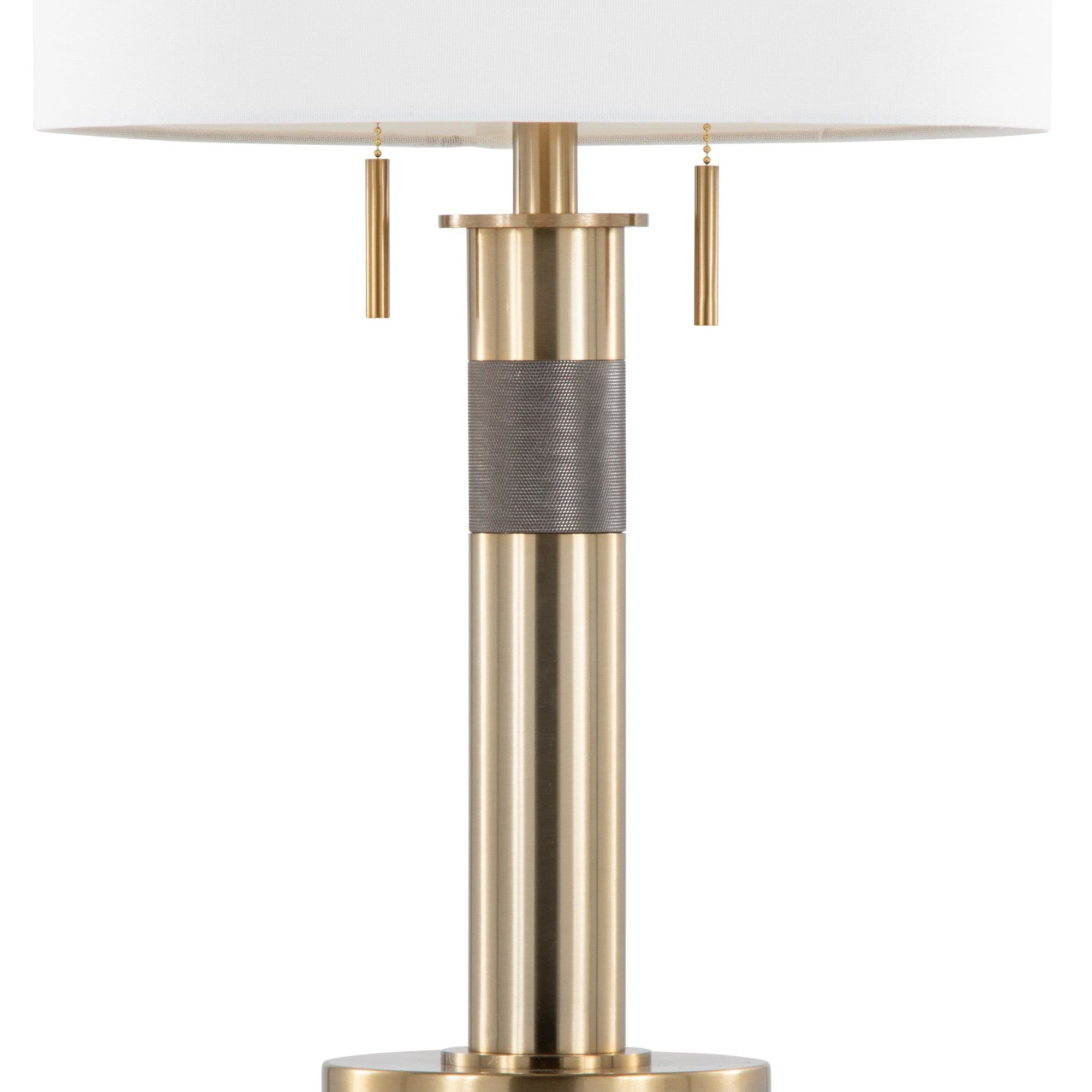 Trophy 27" Table Lamp - Gold Metal, White Linen