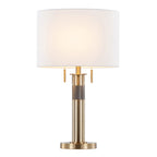 Trophy 27" Table Lamp - Gold Metal, White Linen