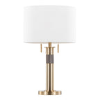 Trophy 27" Table Lamp - Gold Metal, White Linen