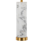 Marbella 26" Marble Table Lamp - Set of 2 - White Marble, Brass Metal, White Linen