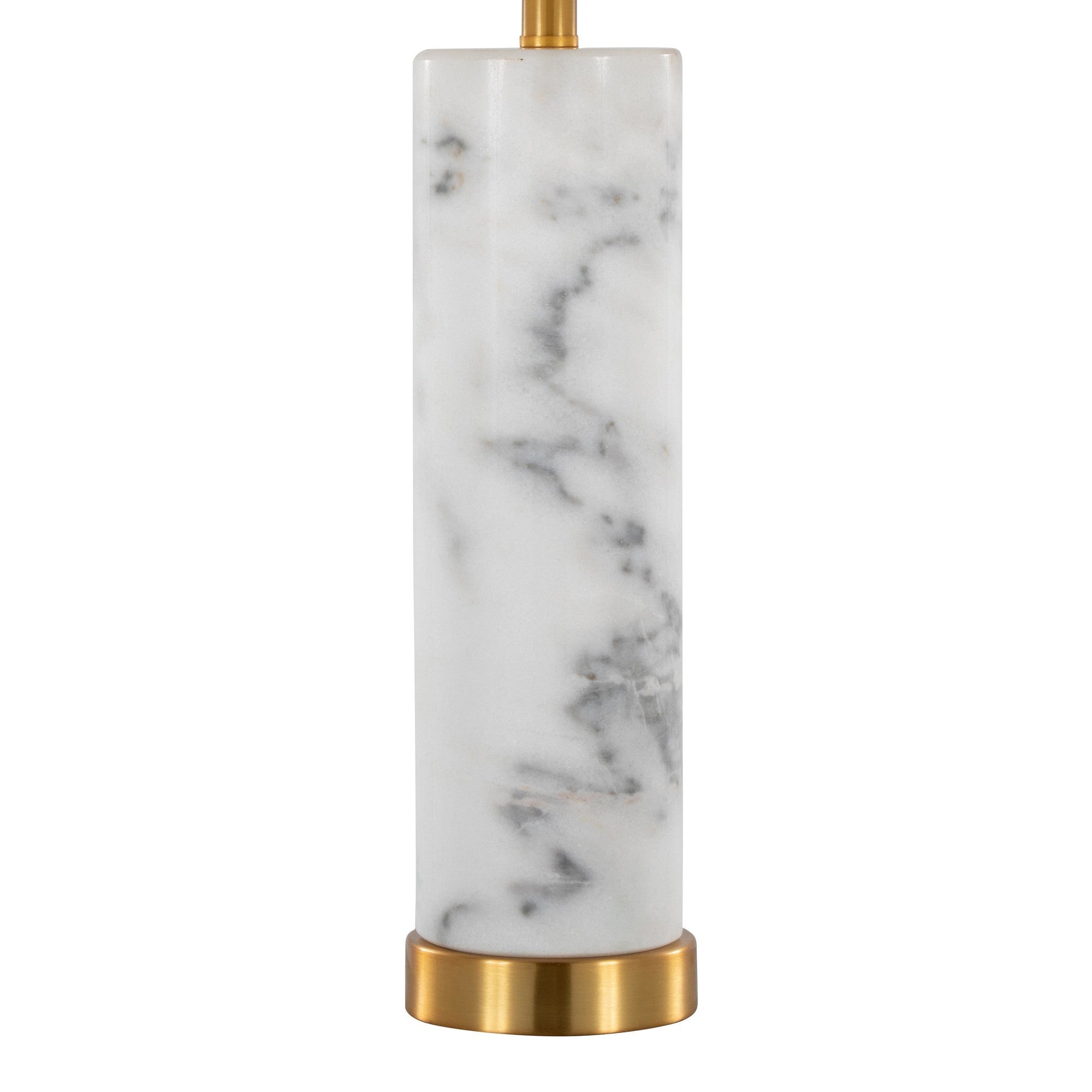 Marbella 26" Marble Table Lamp - Set of 2 - White Marble, Brass Metal, White Linen
