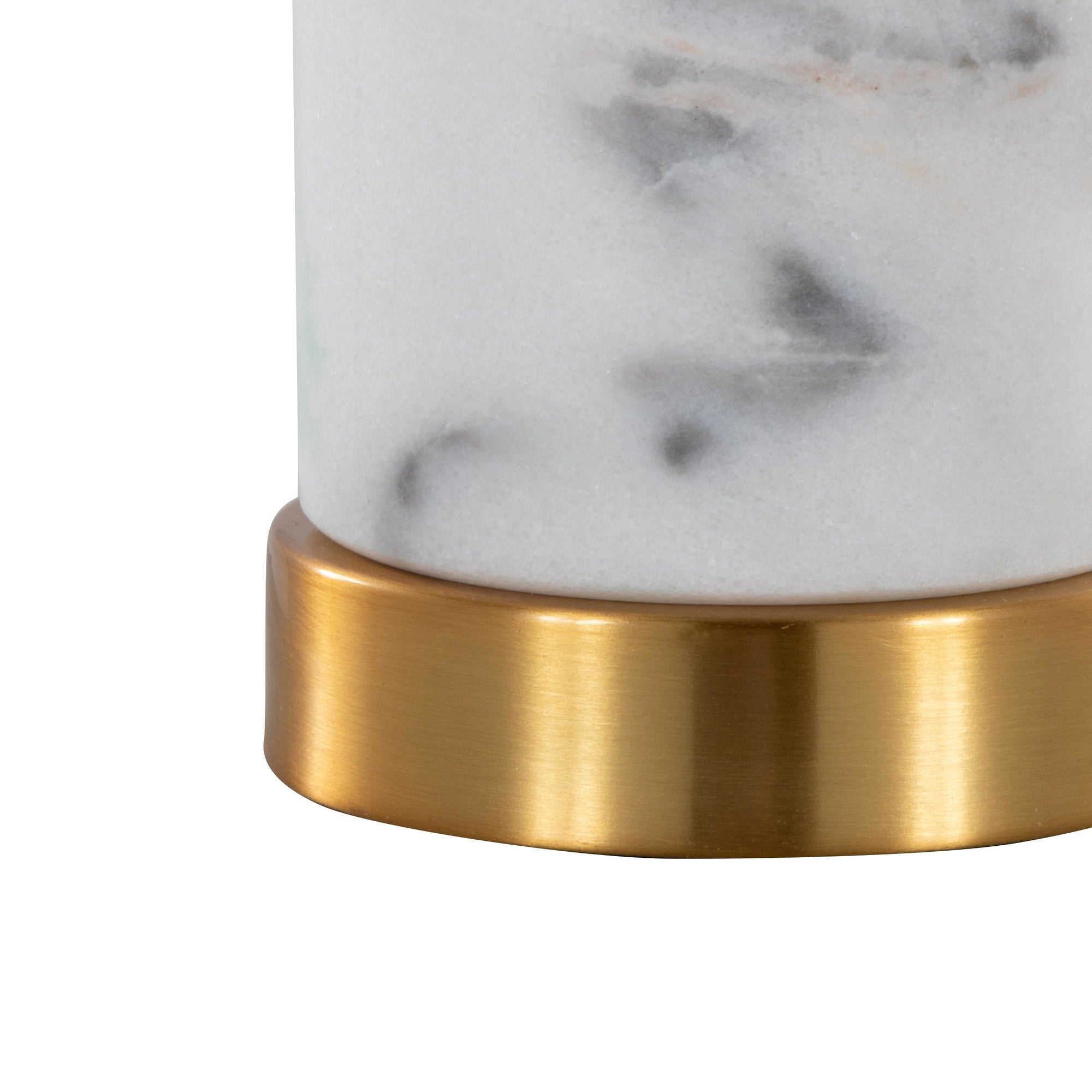 Marbella 26" Marble Table Lamp - Set of 2 - White Marble, Brass Metal, White Linen