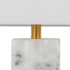 Marbella 26" Marble Table Lamp - Set of 2 - White Marble, Brass Metal, White Linen