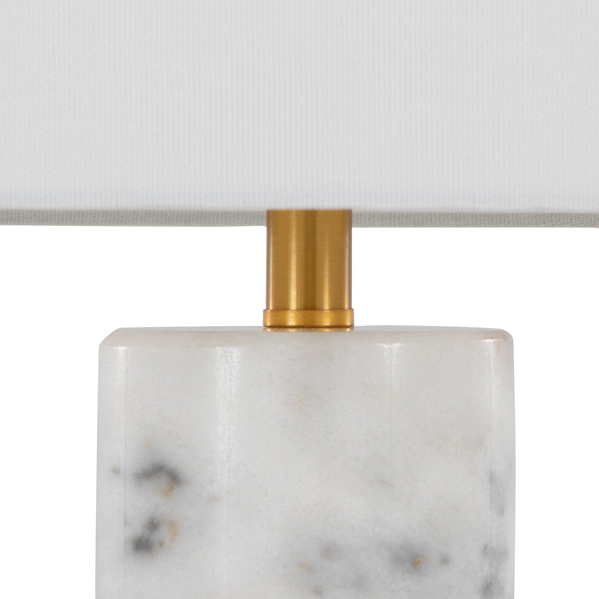 Marbella 26" Marble Table Lamp - Set of 2 - White Marble, Brass Metal, White Linen