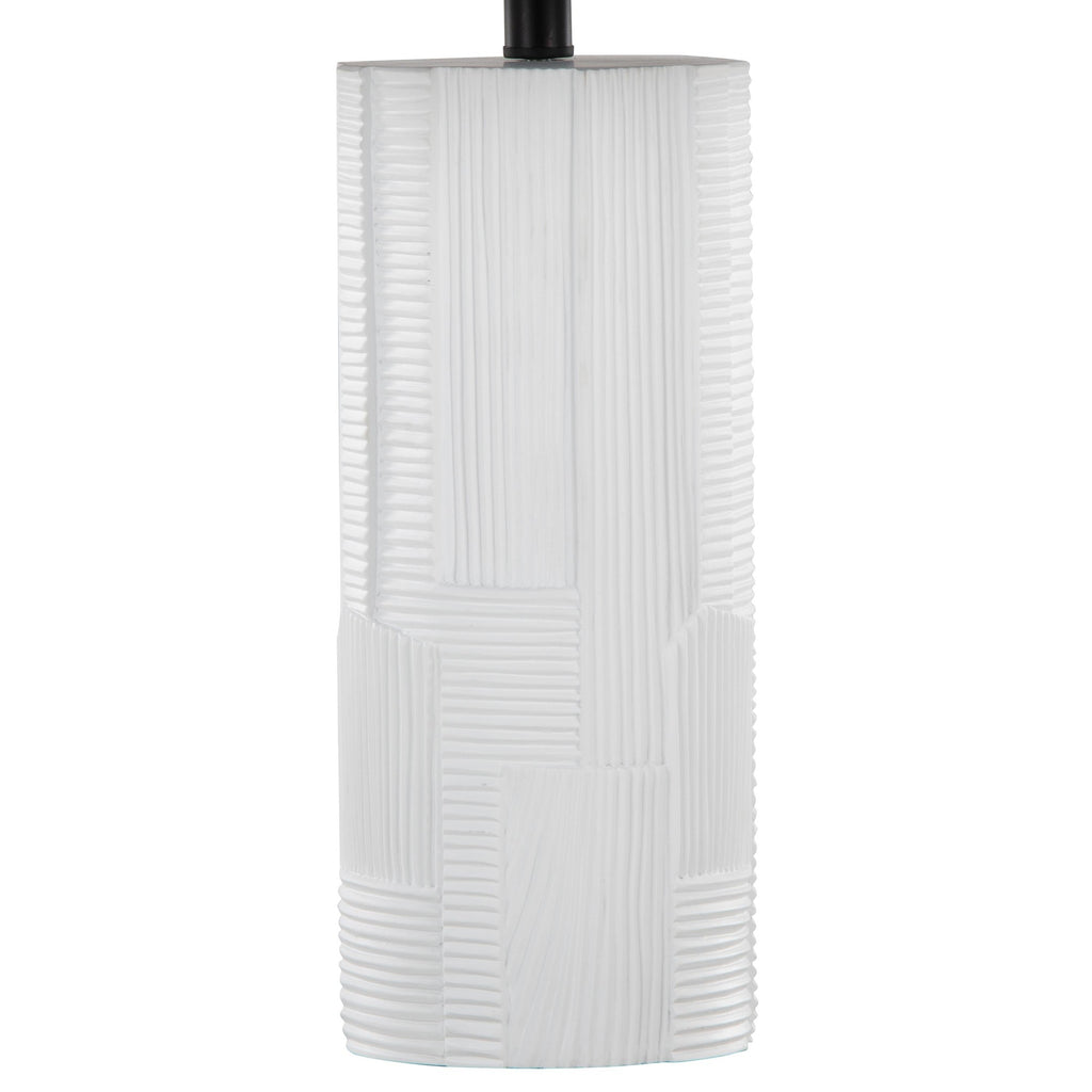 Petra 26" Polyresin Table Lamp - Set of 2 - Cream Polyresin, Black Metal, Black Linen