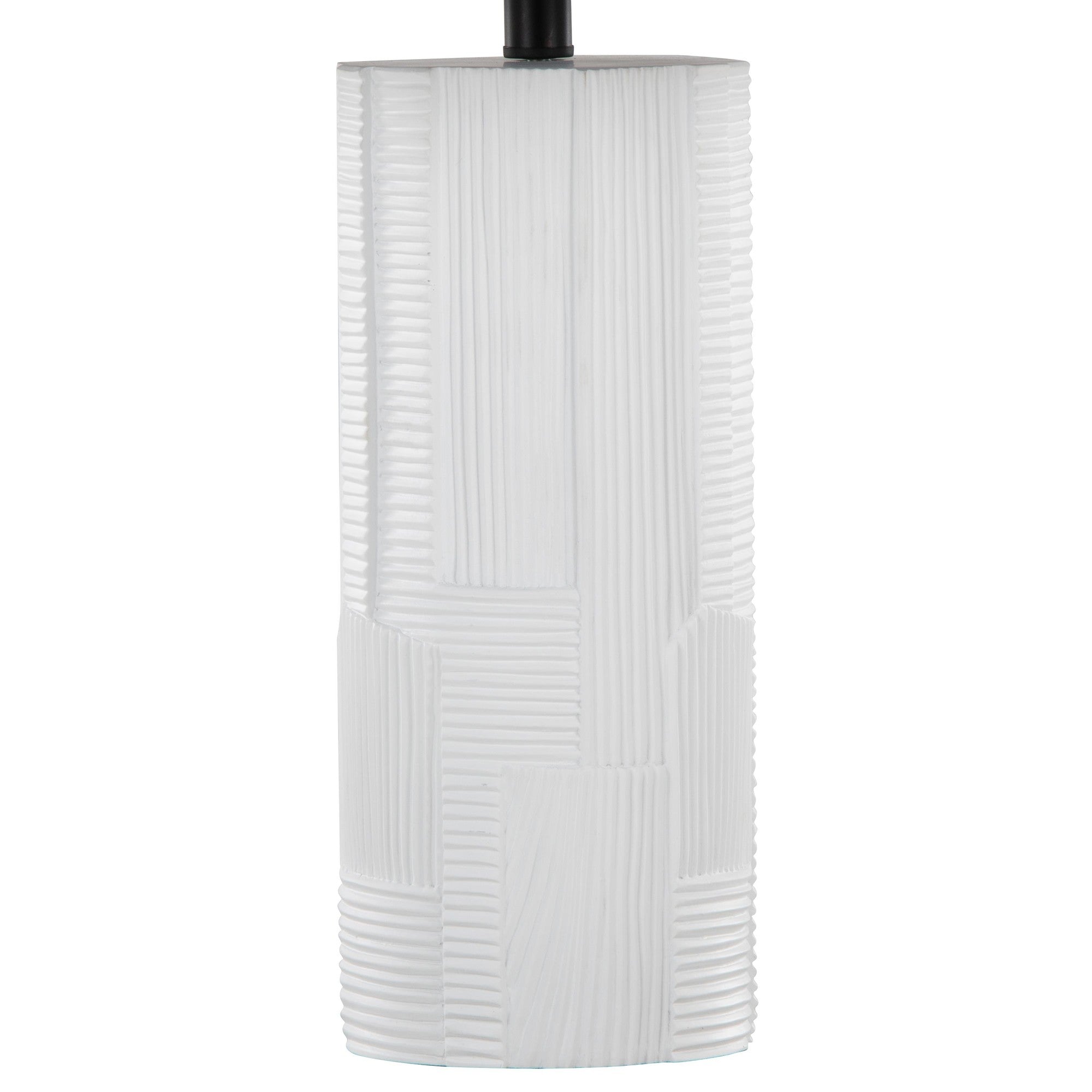Petra 26" Polyresin Table Lamp - Set of 2 - Cream Polyresin, Black Metal, Black Linen
