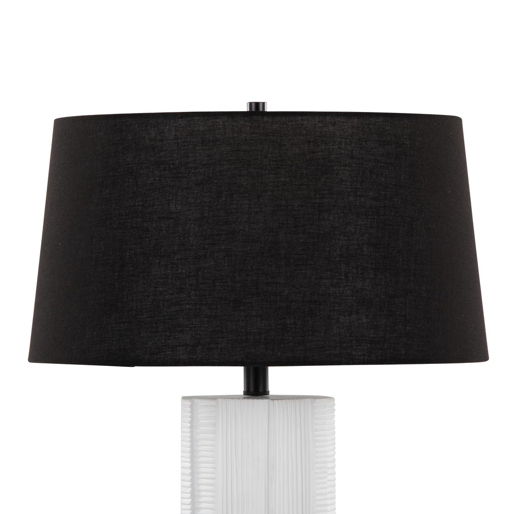 Petra 26" Polyresin Table Lamp - Set of 2 - Cream Polyresin, Black Metal, Black Linen