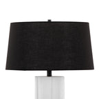 Petra 26" Polyresin Table Lamp - Set of 2 - Cream Polyresin, Black Metal, Black Linen