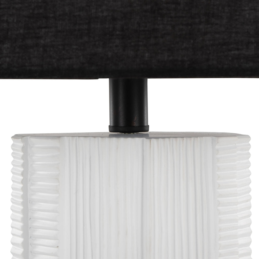 Petra 26" Polyresin Table Lamp - Set of 2 - Cream Polyresin, Black Metal, Black Linen