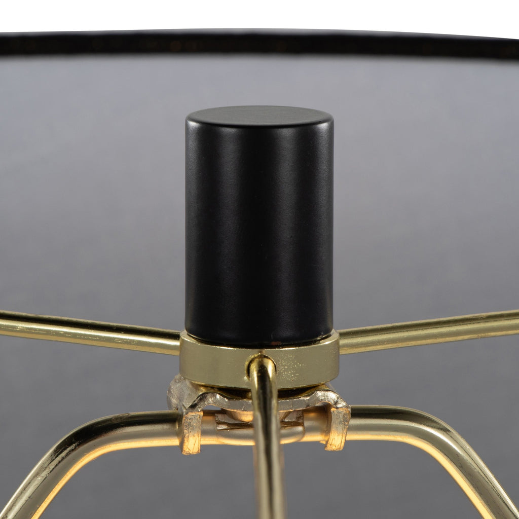 Petra 26" Polyresin Table Lamp - Set of 2 - Cream Polyresin, Black Metal, Black Linen