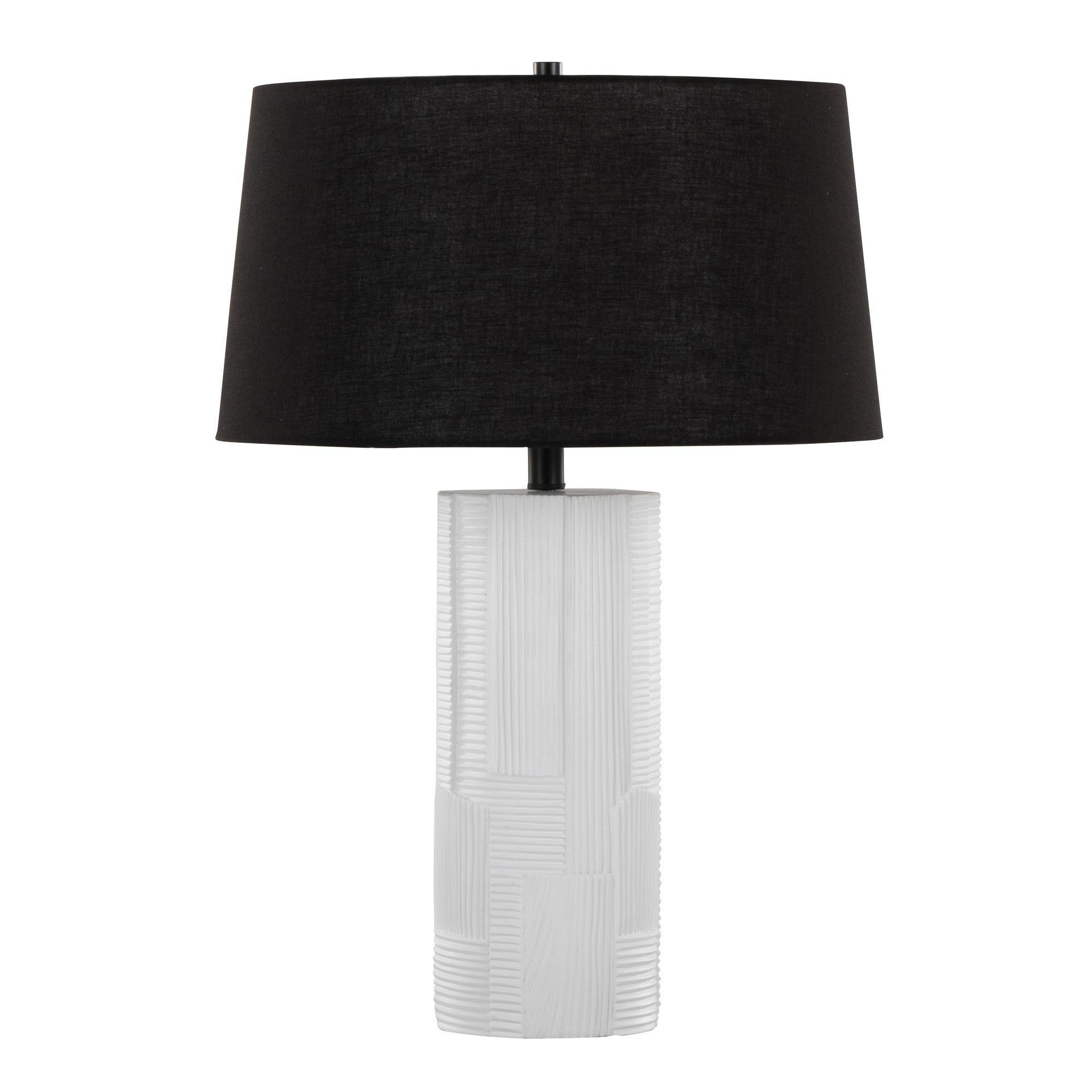 Petra 26" Polyresin Table Lamp - Set of 2 - Cream Polyresin, Black Metal, Black Linen