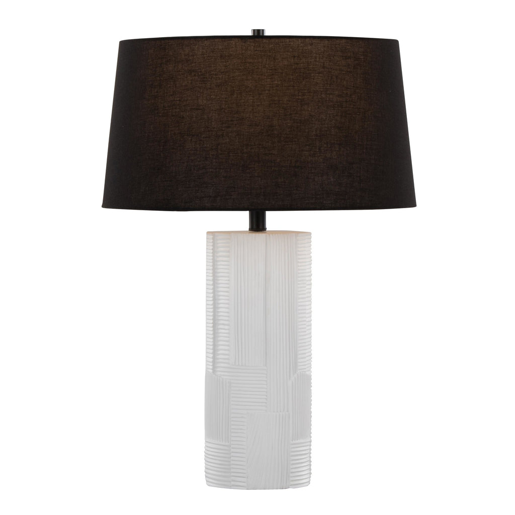 Petra 26" Polyresin Table Lamp - Set of 2 - Cream Polyresin, Black Metal, Black Linen