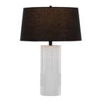 Petra 26" Polyresin Table Lamp - Set of 2 - Cream Polyresin, Black Metal, Black Linen
