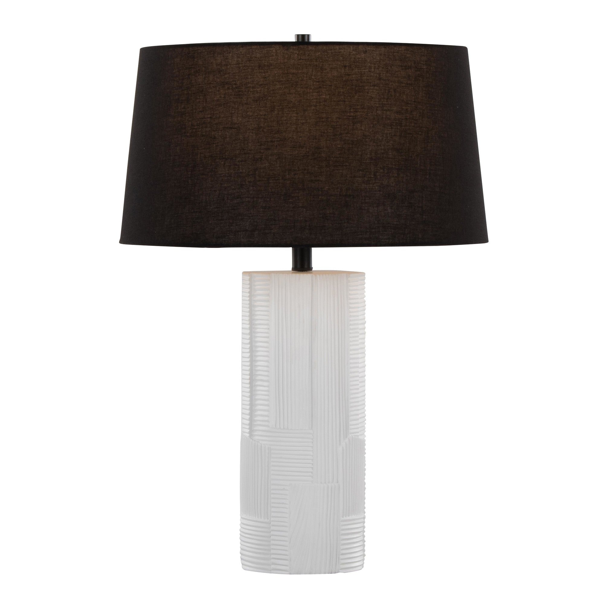Petra 26" Polyresin Table Lamp - Set of 2 - Cream Polyresin, Black Metal, Black Linen