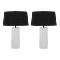 Petra 26" Polyresin Table Lamp - Set of 2 - Cream Polyresin, Black Metal, Black Linen