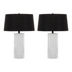 Petra 26" Polyresin Table Lamp - Set of 2 - Cream Polyresin, Black Metal, Black Linen