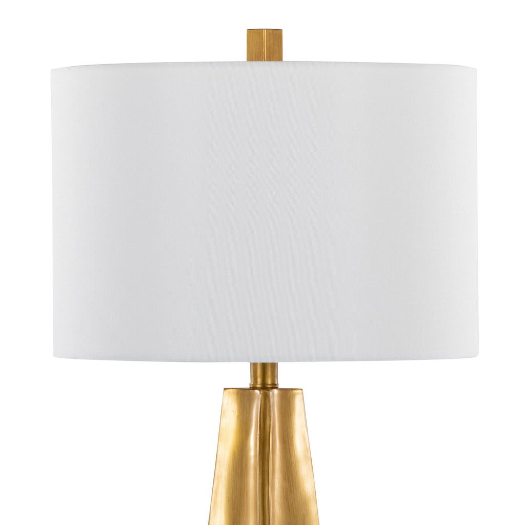 Pompeii 29" Polyresin Table Lamp - Gold Poyresin, White Linen