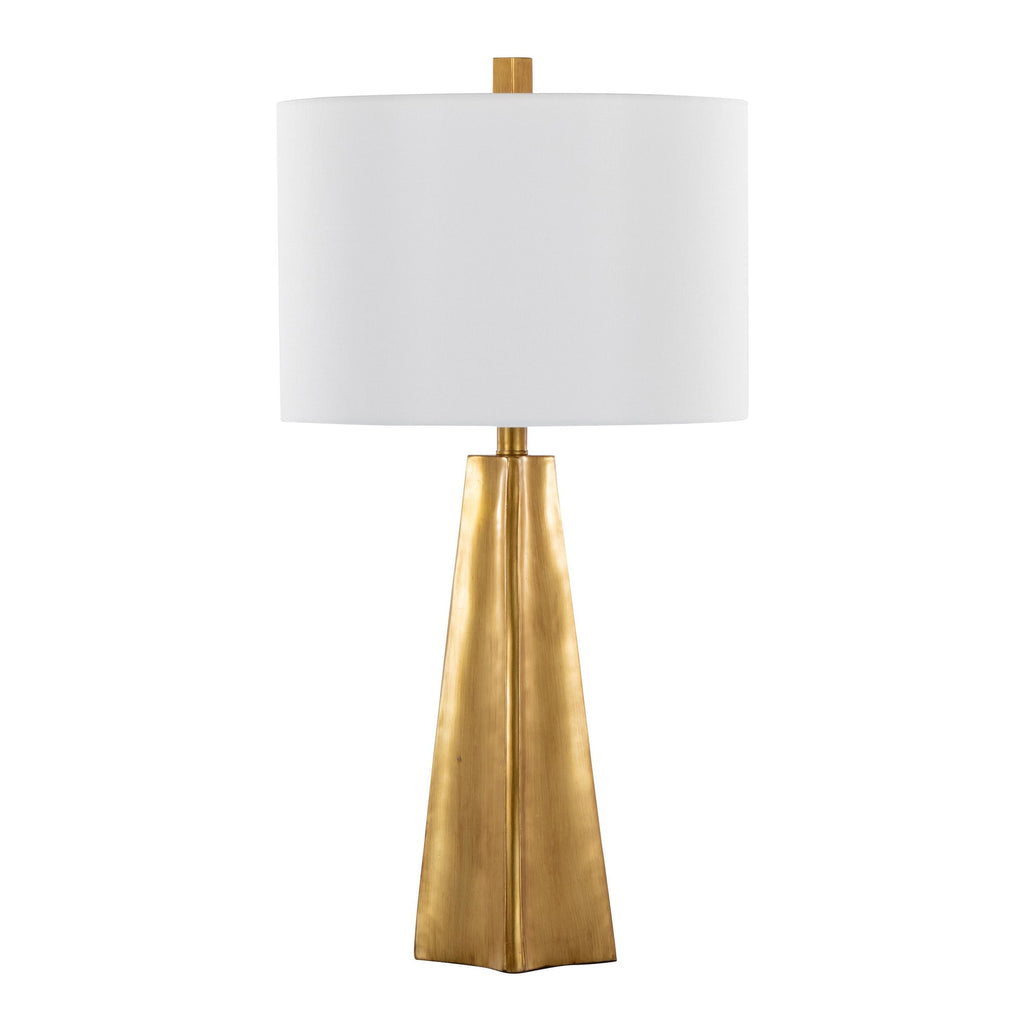 Pompeii 29" Polyresin Table Lamp - Gold Poyresin, White Linen