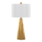 Pompeii 29" Polyresin Table Lamp - Gold Poyresin, White Linen
