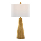 Pompeii 29" Polyresin Table Lamp - Gold Poyresin, White Linen
