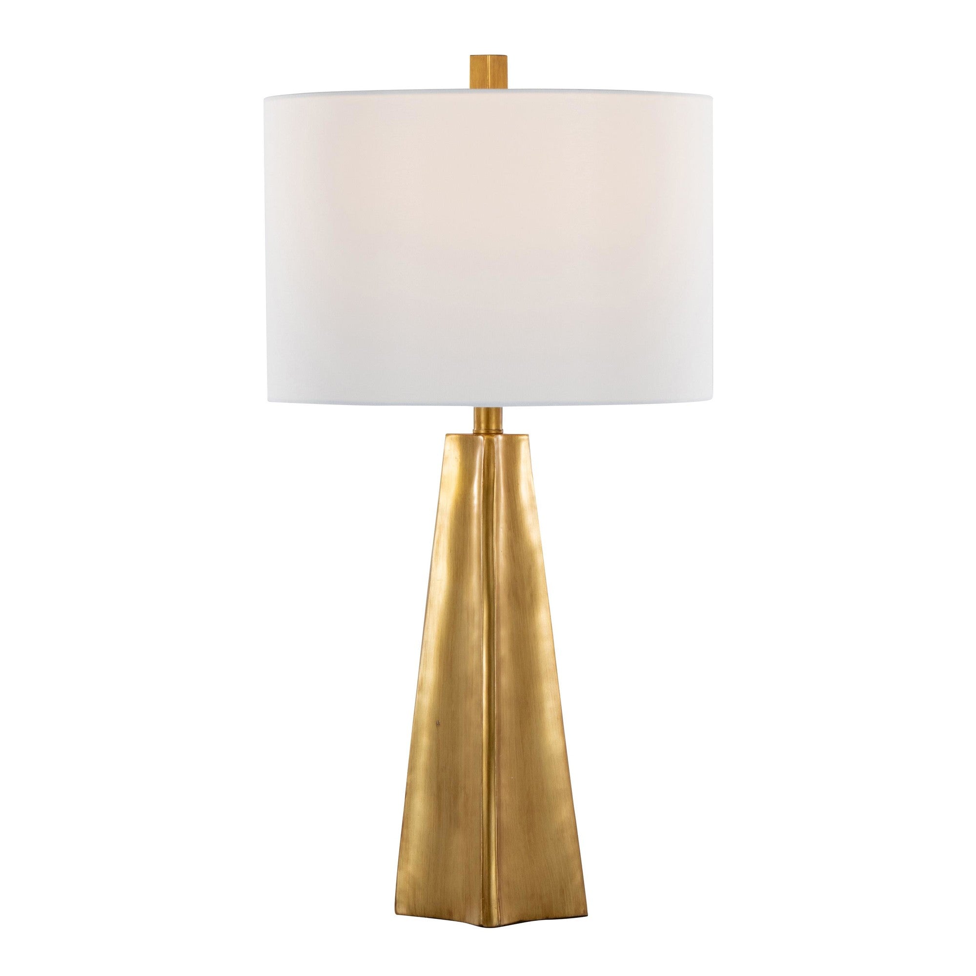 Pompeii 29" Polyresin Table Lamp - Gold Poyresin, White Linen