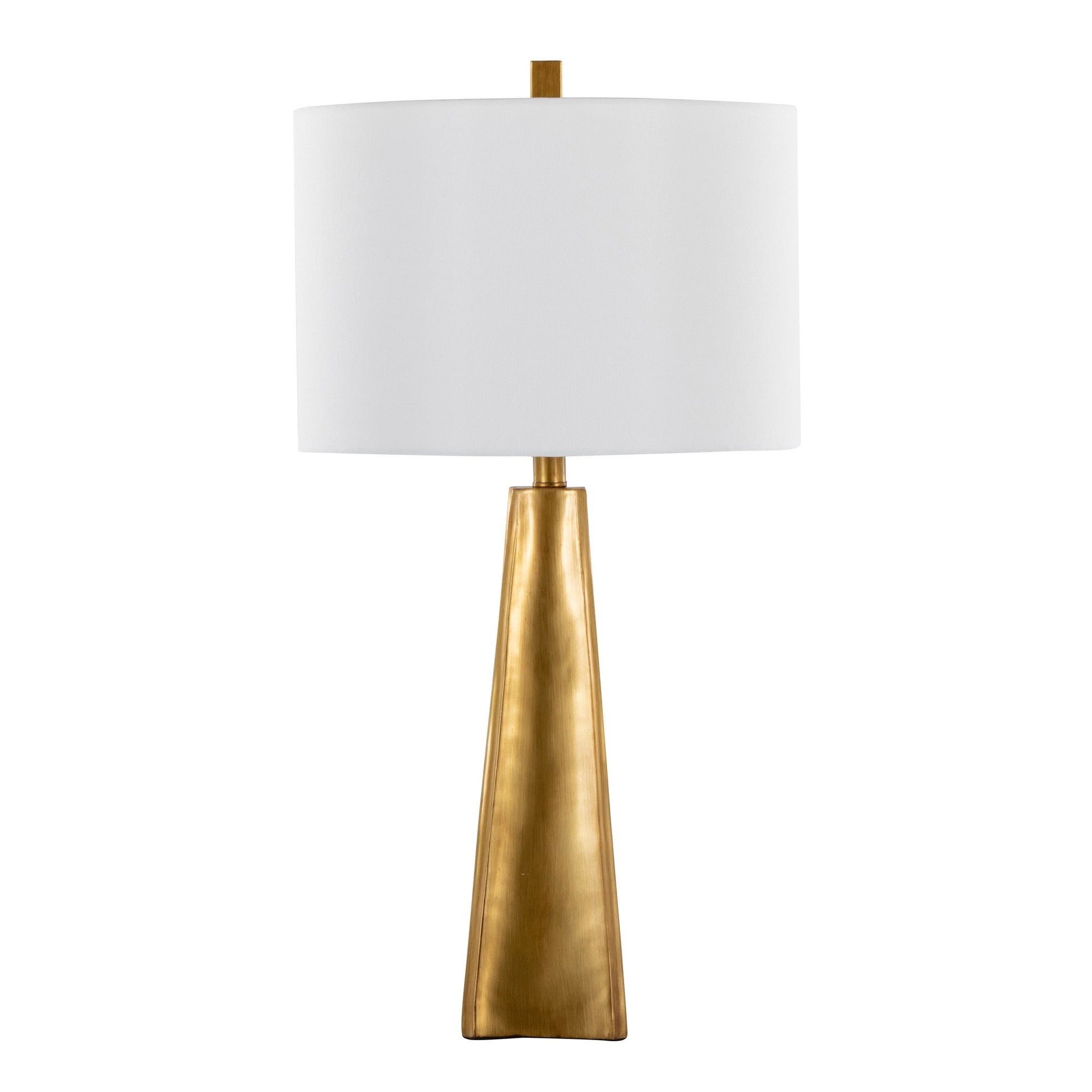 Pompeii 29" Polyresin Table Lamp - Gold Poyresin, White Linen