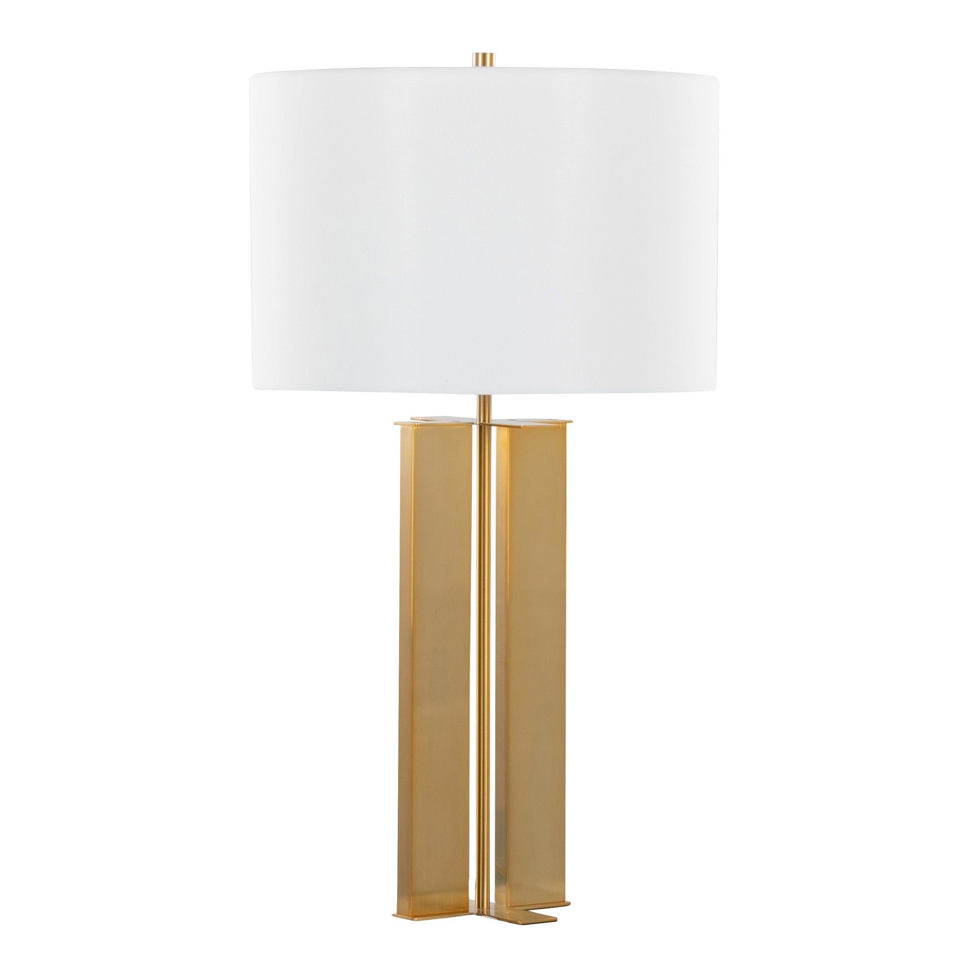 Cosmo 28" Metal Table Lamp - Antique Brass, White Linen