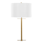 Cosmo 28" Metal Table Lamp - Antique Brass, White Linen