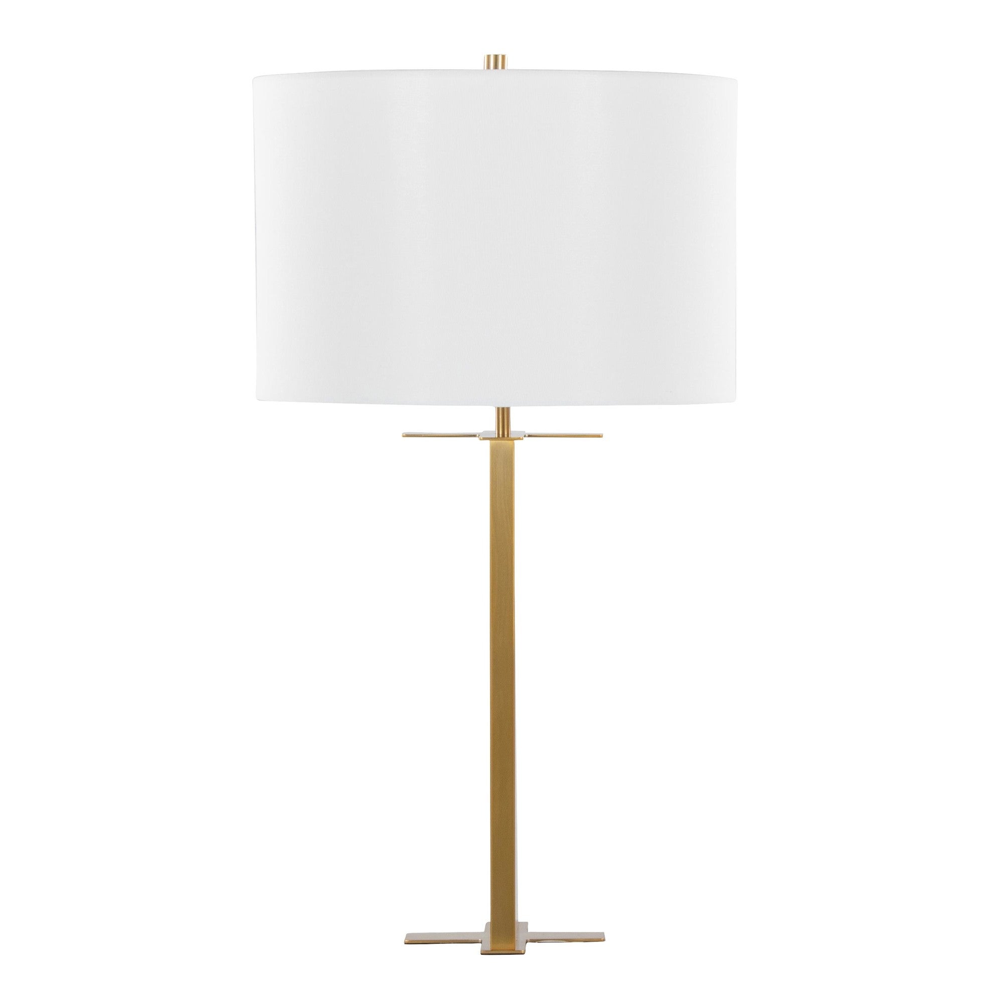 Cosmo 28" Metal Table Lamp - Antique Brass, White Linen