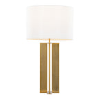 Cosmo 28" Metal Table Lamp - Antique Brass, White Linen