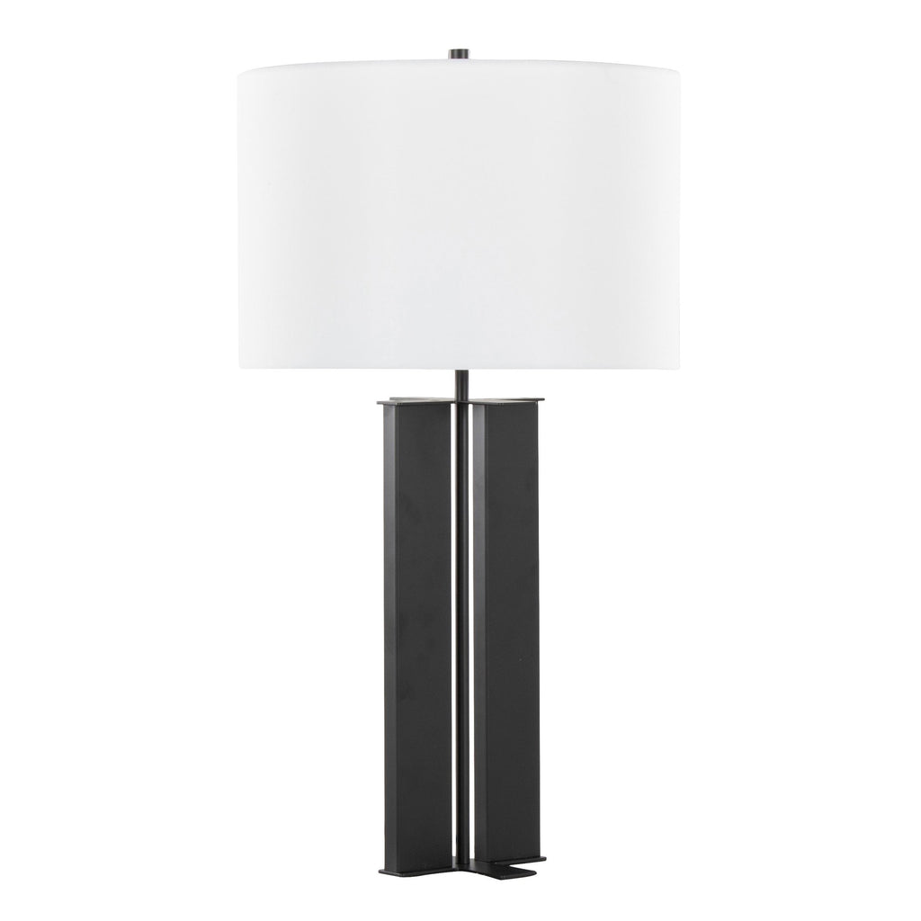 Cosmo 28" Metal Table Lamp - Black Metal, White Linen