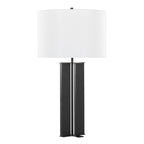 Cosmo 28" Metal Table Lamp - Black Metal, White Linen