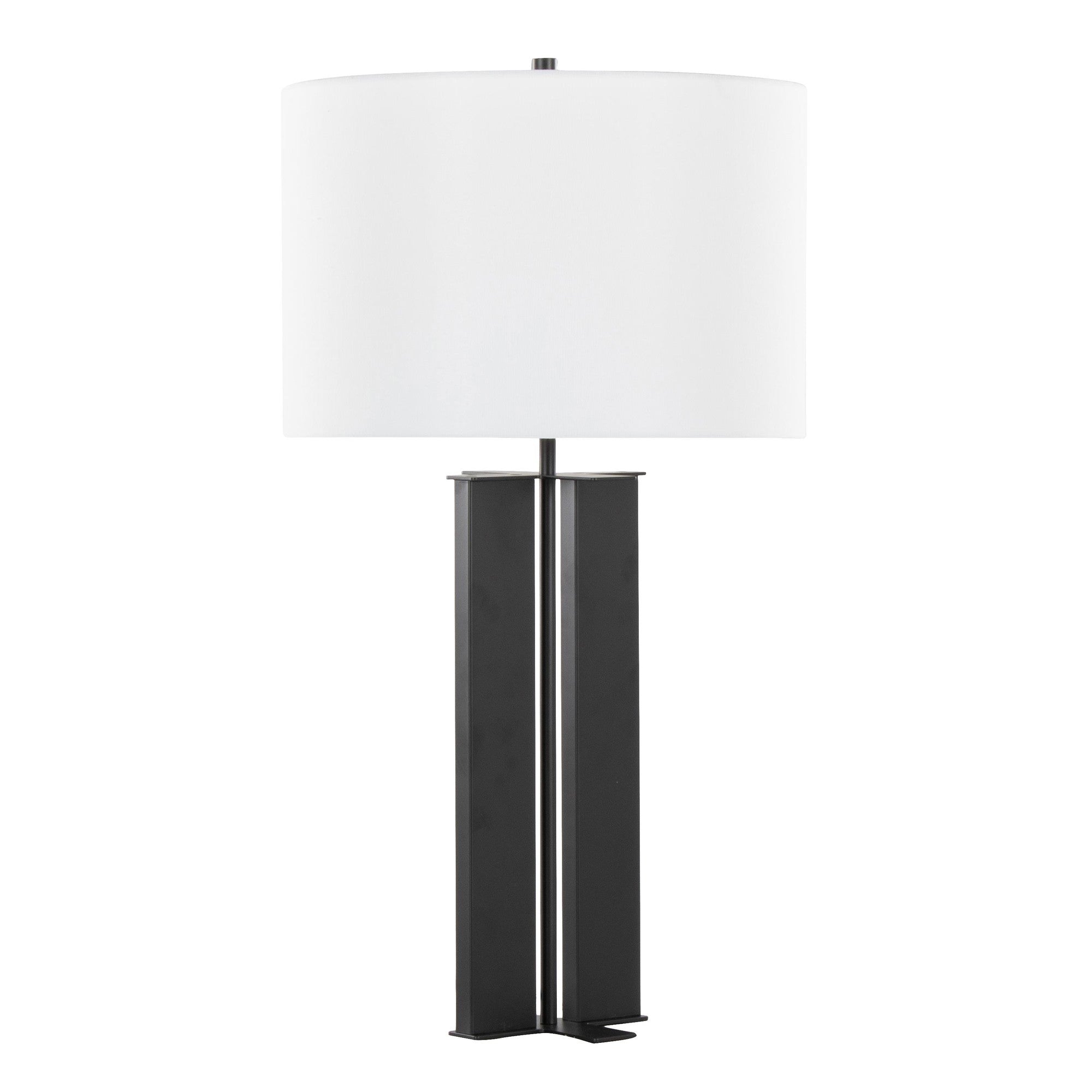 Cosmo 28" Metal Table Lamp - Black Metal, White Linen