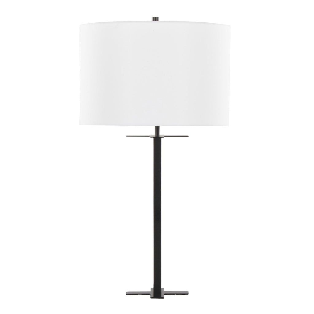 Cosmo 28" Metal Table Lamp - Black Metal, White Linen