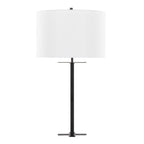 Cosmo 28" Metal Table Lamp - Black Metal, White Linen