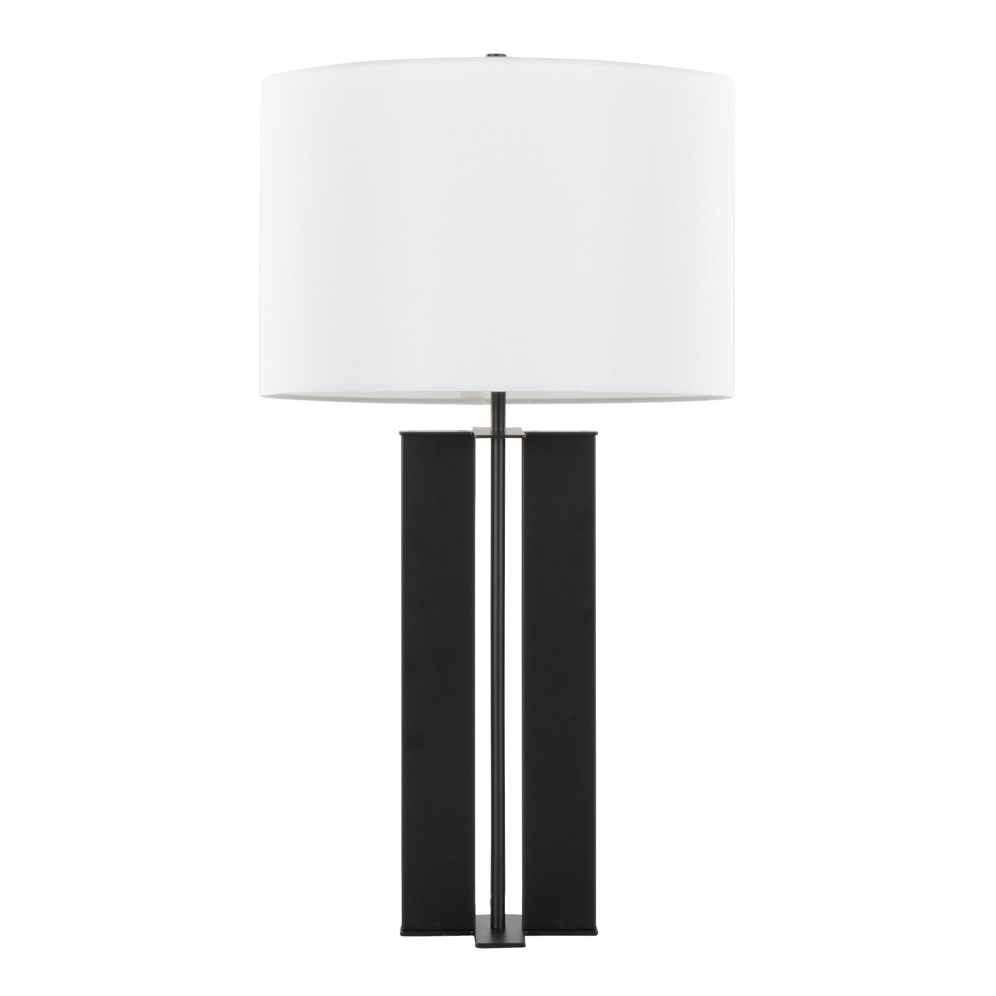 Cosmo 28" Metal Table Lamp - Black Metal, White Linen
