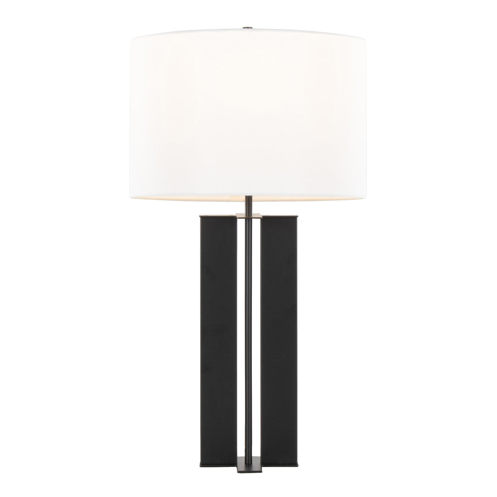 Cosmo 28" Metal Table Lamp - Black Metal, White Linen