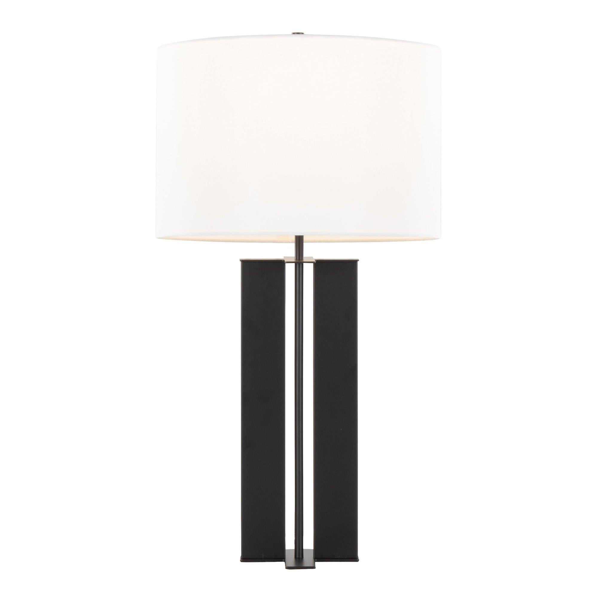 Cosmo 28" Metal Table Lamp - Black Metal, White Linen
