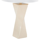 Curvo Square 27" Ceramic Table Lamp - Cream Ceramic, White Shade