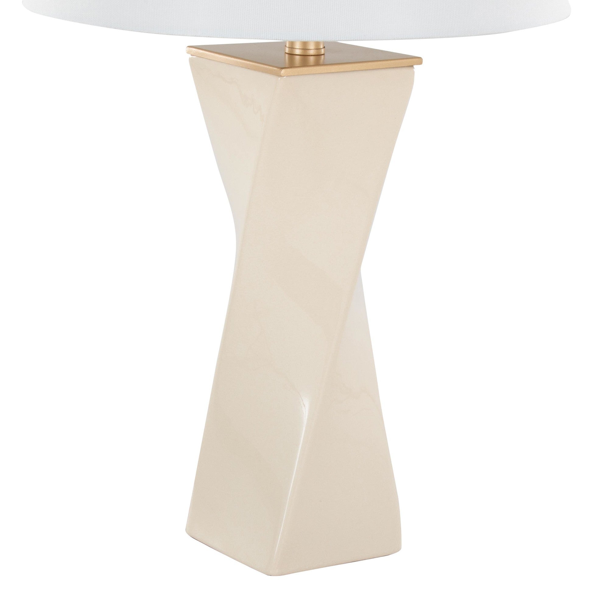 Curvo Square 27" Ceramic Table Lamp - Cream Ceramic, White Shade