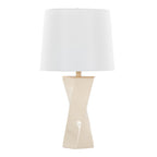Curvo Square 27" Ceramic Table Lamp - Cream Ceramic, White Shade