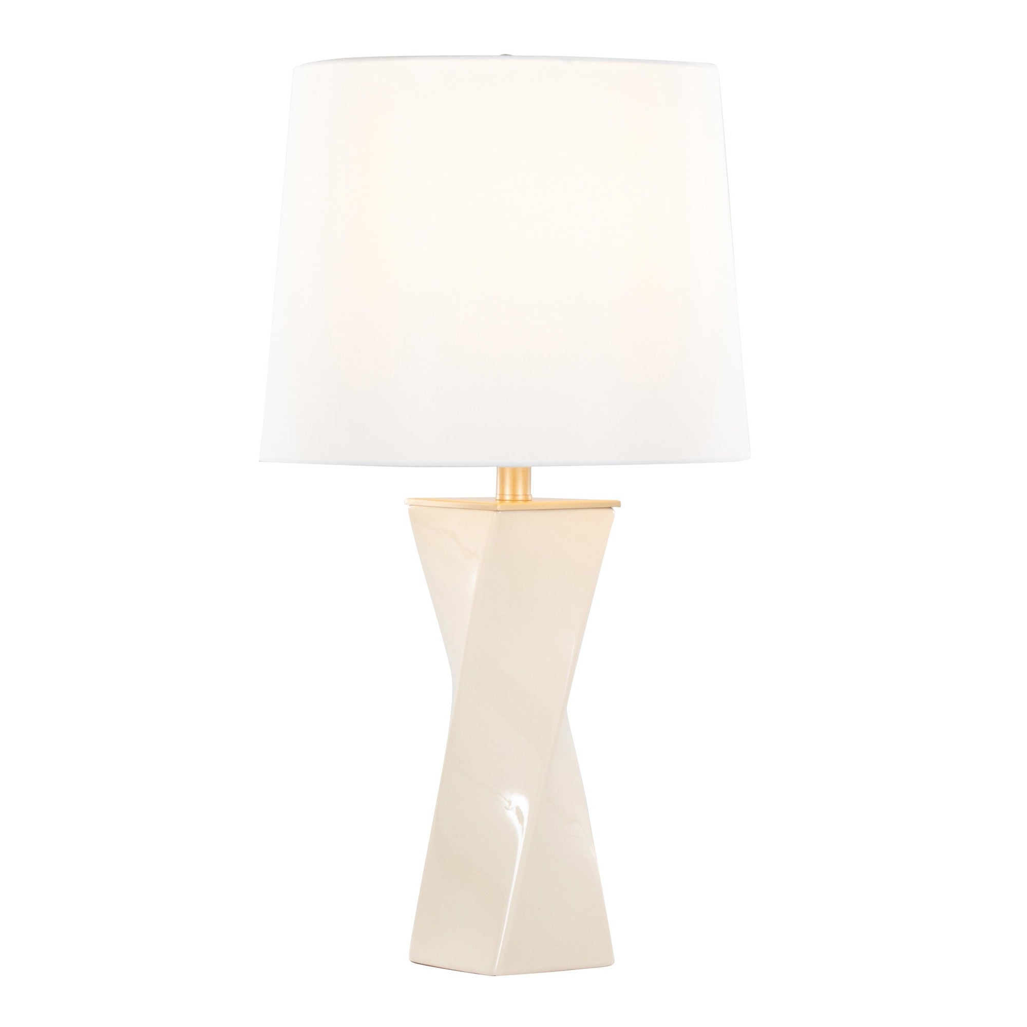 Curvo Square 27" Ceramic Table Lamp - Cream Ceramic, White Shade