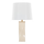 Curvo Square 27" Ceramic Table Lamp - Cream Ceramic, White Shade