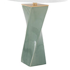 Curvo Square 27" Ceramic Table Lamp - Sage Green Ceramic, White Linen