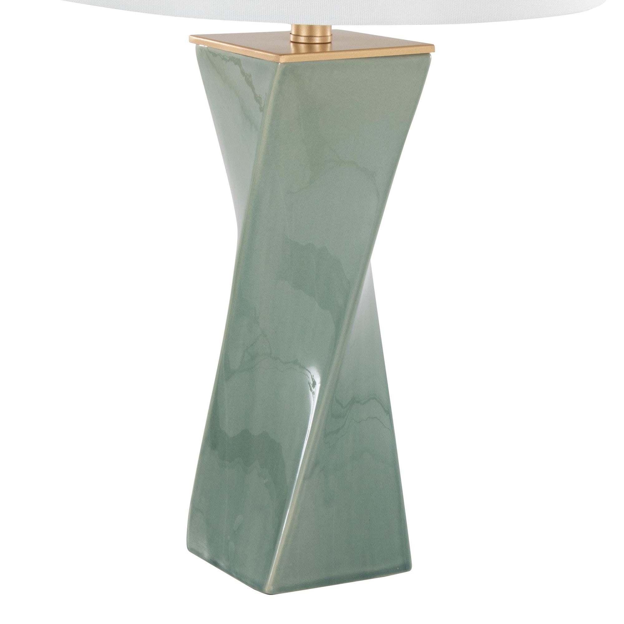 Curvo Square 27" Ceramic Table Lamp - Sage Green Ceramic, White Linen