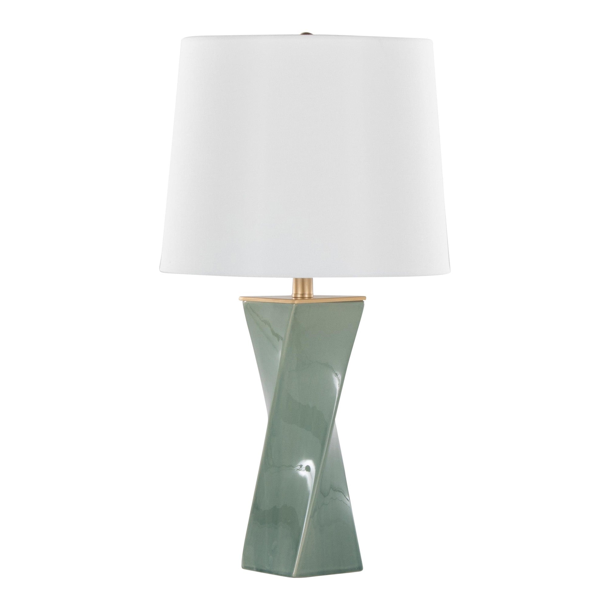 Curvo Square 27" Ceramic Table Lamp - Sage Green Ceramic, White Linen